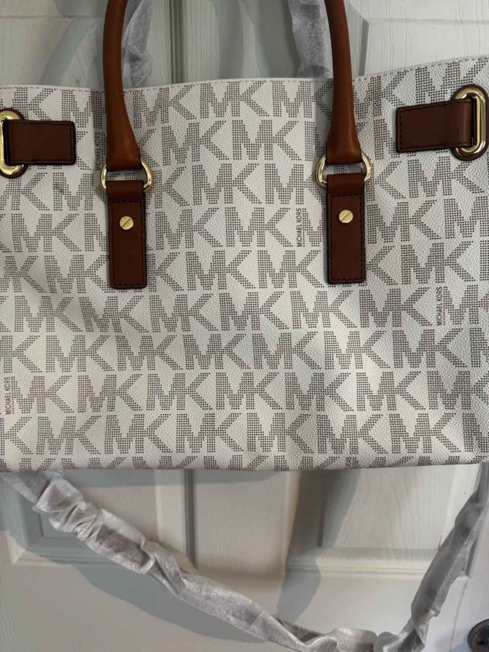 Michael Kors Hamilton PVC LG Signature Tote, Shoulder Bag $368 Vanilla #025  NWT - Picture 6 of 13